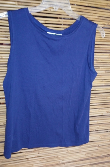 Karen Scott Tops - Karen Scott XLP Sleeveless Cotton Tank Top Petite Plus in Navy